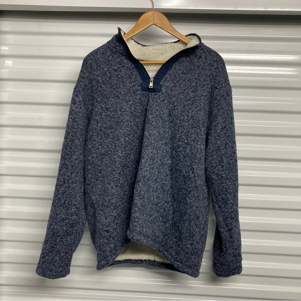 Orvis Heathered Blue Zip-Up Sweater - Picture 1 of 13
